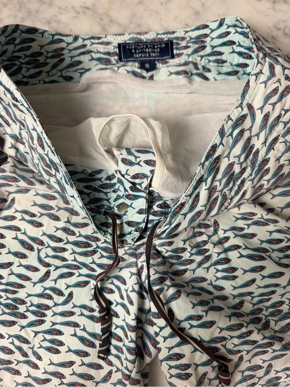 Vilebrequin Men’s Light Blue Fish-Print Hybrid Shorts